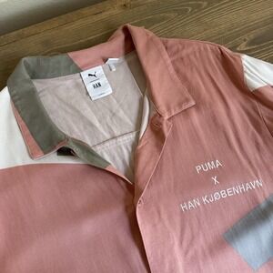 Puma x Han Kjobenhavn Men's Large Multicolor Short Sleeve Button Up Shirt Top